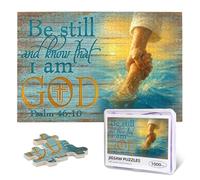 1000 Piece Wooden Christian Jigsaw Puzzle for Adults - 'Be Still and Know' Bible Verse Jesus Faith-Based Puzzle, Challenging Cut for Christian Puzzle Lovers, Spiritual Gift & Home Decor