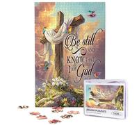 1000 Piece Wooden Christian Jigsaw Puzzle for Adults - Challenging Be Still Cross Bible Verse Art, Faith-Based Religious Gift for Christian Puzzle Lovers