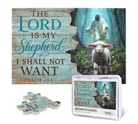 1000 Piece Wooden Christian Jigsaw Puzzle for Adults - Challenging The Good Shepherd Psalm 23 Jesus & Lamb Art, Religious Gift for Christian Puzzle Lovers