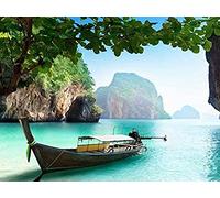 1000 Piece Wooden Jigsaw Puzzle Boat on Small Island in Thailand Large Puzzle Game for Adults and Teenagers 50x70CM