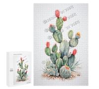 1000 Piece Wooden Jigsaw Puzzle - Cactus Decor Sclerocactus Design for Adults - Relaxing Desert Cactus Puzzle for Home Decor and Mindful Escape