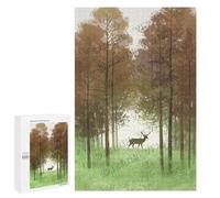 1000 Piece Wooden Jigsaw Puzzle - Deer in the Forest Design - Relaxing Wildlife Puzzle for Adults, Gift for Nature Lovers and Home Décor