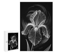 1000 Piece Wooden Jigsaw Puzzle Elegant Iris Flower with Black Background - Challenging and Enjoyable Puzzle for Adults, Finished Size 30 x 20 Inches