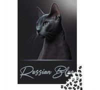1000 Piece Wooden Jigsaw Puzzle for Adults, Adorable Russian Blue