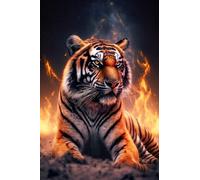 1000 Piece Wooden Jigsaw Puzzle for Adults, Burning Tiger Fantasy Artwork, Challenging Brain Teaser, Stress Relief DIY Leisure Activity, Mythical Wildlife Home Aesthetic Wall Decor