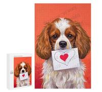 1000 Piece Wooden Jigsaw Puzzle for Adults Cavalier King Charles Spaniel With Heart Theme - Challenging Brain Teaser, Difficult Puzzles for Dog Lovers, Family Bonding Time