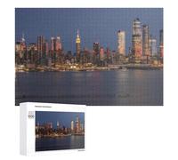 1000 Piece Wooden Jigsaw Puzzle for Adults, City Lights Reflecting on Water