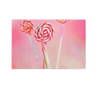 1000 Piece Wooden Jigsaw Puzzle for Adults, Colorful Lollipop Print Art Puzzles in Box, Educational Family Game for Wall Decor,Challenging Brain Gift