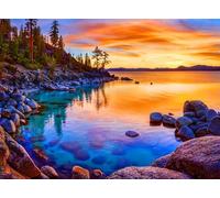 1000-Piece Wooden Jigsaw Puzzle for Adults, Colorful Sunset Coast Seascape | Gorgeous sunset coastal scenery, stress-escape leisure hobby, tight-fit pieces, charming framable seaside-style decor