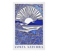 1000 Piece Wooden Jigsaw Puzzle for Adults, Costa Azzurra Indigo Print
