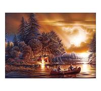 1000-Piece Wooden Jigsaw Puzzle for Adults,Cozy Life By The Lakeside Scene | Warm Lakeside Dwelling Lifestyle Scene, Precise Fitting Pieces, Relaxing Hobby, Cozy Daily Style Wall Decor