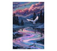 1000 Piece Wooden Jigsaw Puzzle for Adults, Crane over a Rainbow River