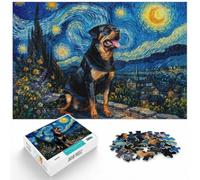 1000 Piece Wooden Jigsaw Puzzle for Adults, Dog Star Night Rottweiler | For adults who enjoy longer puzzle sessions: Adult jigsaw puzzle with 1000 pieces fits a regular jigsaw hobby.