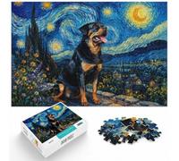 1000 Piece Wooden Jigsaw Puzzle for Adults, Dog Star Night Rottweiler | For calm, screen-free entertainment: Adult jigsaw puzzle with 1000 pieces suits calm, screen-free leisure.