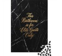 1000 Piece Wooden Jigsaw Puzzle for Adults, Elite Guests Only Bathroom Sign