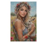 1000 Piece Wooden Jigsaw Puzzle for Adults, Floral Crown Rabbit Hunter | Gift for adults who enjoy detailed hobbies: hands-on indoor leisure at your own pace.