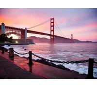 1000-Piece Wooden Jigsaw Puzzle for Adults, Golden Gate Bridge at Sunset | Famous landmark sunset scenery, calming tabletop pastime, smooth interlock, city-inspired display-ready artwork