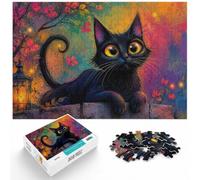 1000 Piece Wooden Jigsaw Puzzle for Adults, Kiss Me - A Goofy Colorful Cat | For shared winter evenings: Adult jigsaw puzzle with 1000 pieces gives puzzle fans a longer challenge for winter downtime.