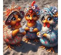 1000 Piece Wooden Jigsaw Puzzle for Adults, Lady Chicken Having Afternoon Tea Whimsical Artwork, Challenging Brain Teaser, Stress Relief DIY Leisure Activity, Cute Animal Home Aesthetic Wall Decor