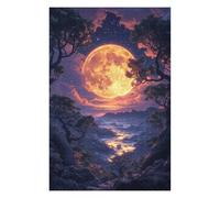 1000 Piece Wooden Jigsaw Puzzle for Adults, Magical Full Moon Landscape