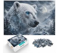 1000 Piece Wooden Jigsaw Puzzle for Adults, Polar Bear Double Exposure