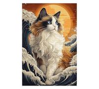 1000 Piece Wooden Jigsaw Puzzle for Adults, Ragdoll Cat in The Waves
