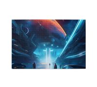 1000 Piece Wooden Jigsaw Puzzle for Adults, Science Fiction Future Print Art Puzzles in Box, Educational Family Game for Wall Decor,Challenging Brain Gift