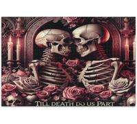 1000-Piece Wooden Jigsaw Puzzle for Adults,Skull Wearing Bow-Tie Art | Fashionable Skull Decorated With Elegant Bow Tie, Precise-Join Pieces, Leisure Time, Novelty-Art Interior Wall Decor