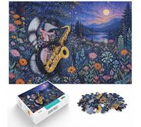 1000 Piece Wooden Jigsaw Puzzle for Adults, Skunk Playing Saxophone | For rainy days at home: 1000-piece jigsaw puzzle for adults; with 1000 pieces to keep the challenge engaging.