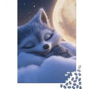 1000 Piece Wooden Jigsaw Puzzle for Adults, Sleeping Fox Under the Moon