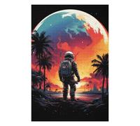 1000 Piece Wooden Jigsaw Puzzle for Adults, Space Explorer on Exotic Beach