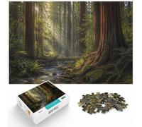 1000 Piece Wooden Jigsaw Puzzle for Adults, Sunlit Redwood Forest Path | For Christmas gifting and cosy winter evenings: Adult jigsaw puzzle with 1000 pieces suits calm, screen-free leisure.