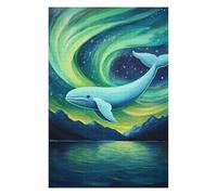 1000 Piece Wooden Jigsaw Puzzle for Adults, Whale Watching Aurora Borealis