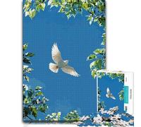 1000 Piece Wooden Jigsaw Puzzle for Adults, White Dove Flying in Blue Sky