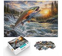 1000 Piece Wooden Jigsaw Puzzle for Adults, Wild River Atlantic Salmon | For Christmas holidays spent indoors, this adult jigsaw puzzle with 1000 pieces suits quiet moments between celebrations.