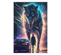 1000 Piece Wooden Jigsaw Puzzle for Adults, Wolf vs. Man A Digital Artwork