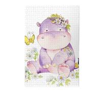 1000-Piece Wooden Jigsaw Puzzle in Plastic Box, Butterfly and hippo Prints Eco-Friendly Educational Puzzle for Family Fun & Adult Relaxation, 50x75 CM