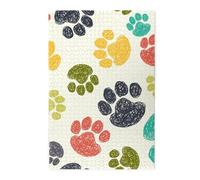 1000-Piece Wooden Jigsaw Puzzle in Plastic Box, Cute Colorful Dog Paw Prints Eco-Friendly Educational Puzzle for Family Fun & Adult Relaxation, 50x75 CM