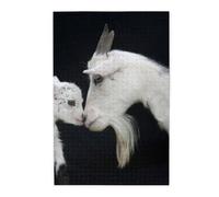 1000-Piece Wooden Jigsaw Puzzle in Plastic Box, cute goat mother Prints Eco-Friendly Educational Puzzle for Family Fun & Adult Relaxation, 50x75 CM