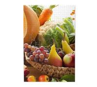 1000-Piece Wooden Jigsaw Puzzle in Plastic Box, Various Vegetables and Fruit Prints Eco-Friendly Educational Puzzle for Family Fun & Adult Relaxation, 50x75 CM