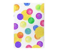 1000-Piece Wooden Jigsaw Puzzle in Plastic Box, Watercolor Rainbow Circle Prints Eco-Friendly Educational Puzzle for Family Fun & Adult Relaxation, 50x75 CM