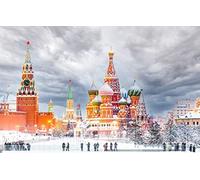 1000 Piece Wooden Jigsaw Puzzle, Moscow Kremlin St Basil'S Cathedral Squre Brain Challenge Jigsaw Puzzle 75X50Cm