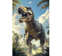 1000 Piece Wooden Jigsaw Puzzle, Tyrannosaurus Rex in The Forest Dinosaur Art, Challenging Fun Activity, Unique Home Wall Decoration