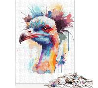 1000 Piece Wooden Jigsaw Puzzles 'Abstract Ostrich Painting Jigsaw Puzzle Family Activity 1000pcs (75x50cm)