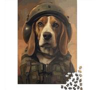 1000 Piece Wooden Jigsaw Puzzles Beagle Soldier Jigsaw Creative Rectangular Puzzle for Family Game,Friends 1000pcs (75x50cm)