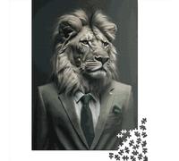 1000 Piece Wooden Jigsaw Puzzles Boss of Lion Jigsaw Creative Rectangular Puzzle for Family Game,Friends 1000pcs (75x50cm)