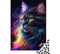 1000-Piece Wooden Jigsaw Puzzles Charming Fantasy Black Cat Jigsaw Puzzle Home Wall Decor Educational Toy for Family Game 1000pcs (75x50cm)