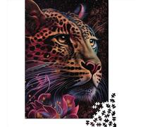 1000 Piece Wooden Jigsaw Puzzles Colorful Leopard Face Jigsaw Creative Rectangular Puzzle for Family Game,Friends 1000pcs (75x50cm)