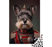 1000-Piece Wooden Jigsaw Puzzles Dog in Military Uniform 3 Jigsaw Puzzle Home Wall Decor Educational Toy for Family Game 1000pcs (75x50cm)