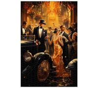 1000 piece wooden jigsaw puzzles, for adult, Roaring 20s New Years Eve party, home retro art deco style (A ; 1000)